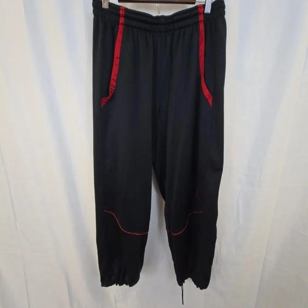 Jordan Track Pants Mens XL Black Red Jogger Drawstring Waist Athletic Cuffed